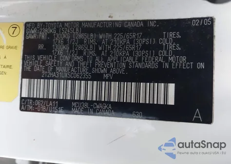 2005 Lexus Rx 330 z USA, uszkodzony, nr VIN 2T2HA31UX5C062355